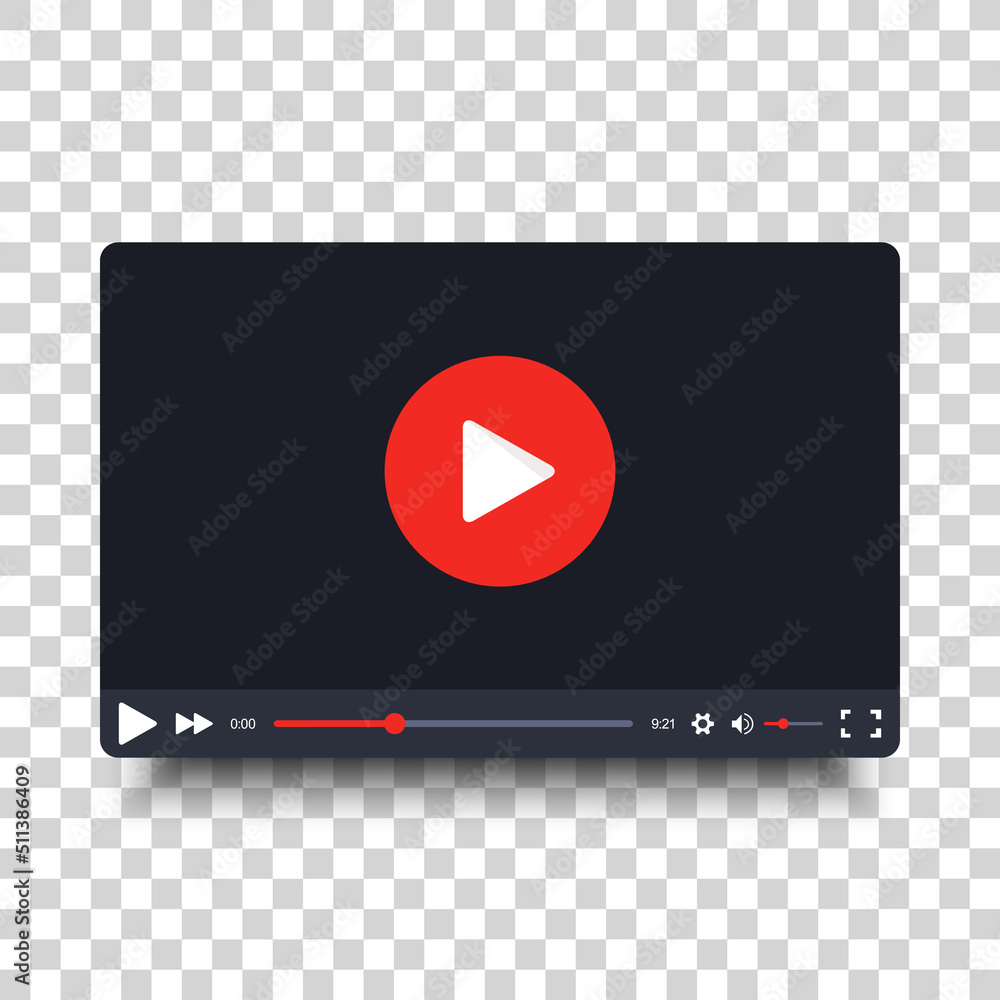 Fototapete video player frame. video player interface screen. video player frame in cartoon design style. isola