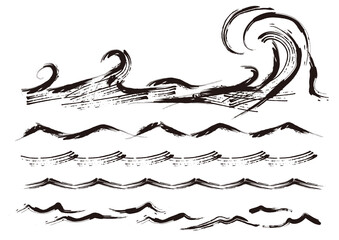 和食、大漁、活魚の背景に使える和風の波素材