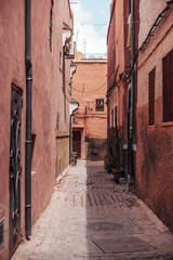 Fototapeta na wymiar narrow street in marrakech morocco
