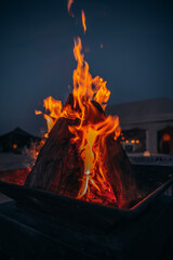 fire in the the desert in marrakech morocco