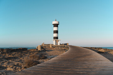 lighthouse on the coast of the sea Mallorca, Colonia Sant Jordi