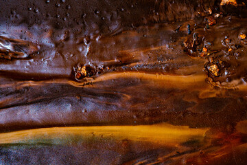 colored mud river, close view