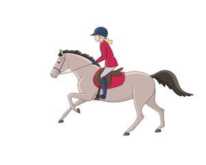 Cute girl rides a pony, children's equestrian sport
