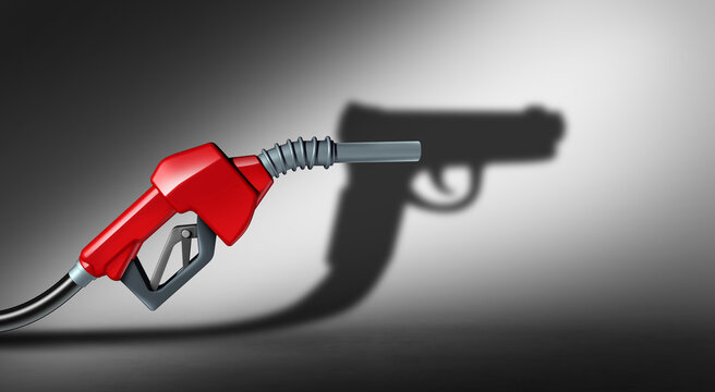 Oil as a weapon or energy weaponization and weaponized gas Gas as a the fueling station or economic challenge of rising fuel prices and gasoline increase as crude petroleum and fossil fuels