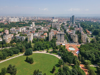 Aerial view of South Park in city of Sofia, Bulgaria - obrazy, fototapety, plakaty