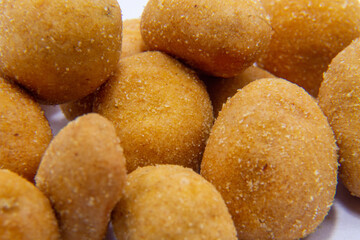 closeup Salted Roasted Coated Peanuts macro