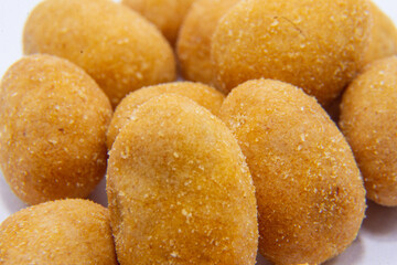 closeup Salted Roasted Coated Peanuts macro