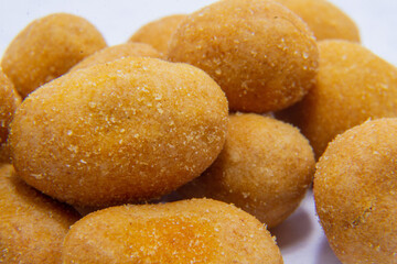 Closeup Salted Roasted Coated Peanuts macro