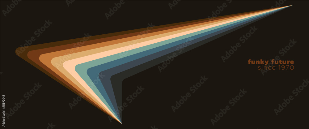 Poster simple futuristic 70's background design in abstract retro style with colorful lines. vector illustr