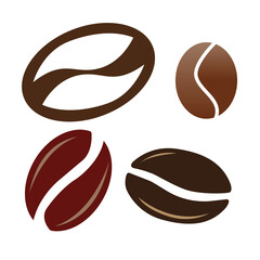 Four Coffee Beans illustration silhouette isolated on white background