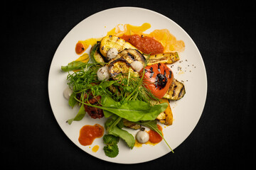 grilled french salad with sauces