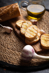 Italian bruschetta bread with garlic and olive oil