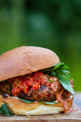 Vegan white bean and sun dried tomato burger