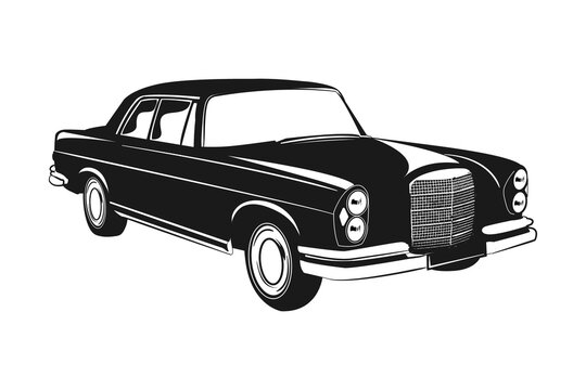 60s Car Isolated on White background vector illustration