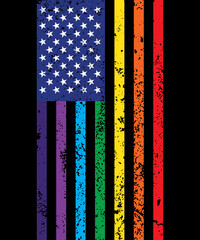 Vintage Rainbow American Flag illustration
