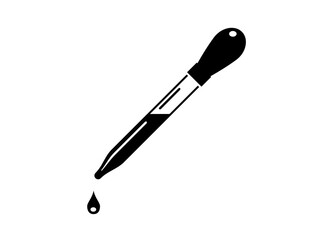 Chemical pipette. Simple illustration in black and white.
