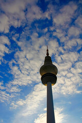 Obraz premium Heinrich Hertz Tower Hamburg cloudy in evening light