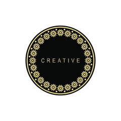flat round flower frame logo