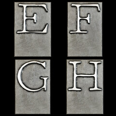 Metal typewriter print head alphabet - letters E-H