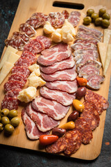 Charcutierie board with various cold cuts