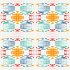 Polka dot seamless pattern. Dotted circle print. Modern memphis stile geometric background. Bold trendy geo wallpaper