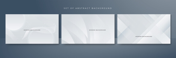 Set of abstract white monochrome vector background, for design brochure, website, flyer. Geometric white wallpaper for certificate, presentation, landing page