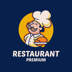 simple chef restaurant mascot logo design