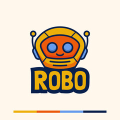 cute minimalist robot mascot logo design
