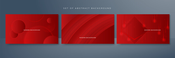 Set of red abstract background for business presentation template design