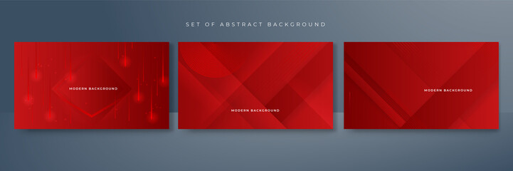 Set of red abstract background for business presentation template design