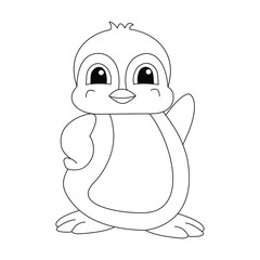 coloring book with cute penguin, vector illustration