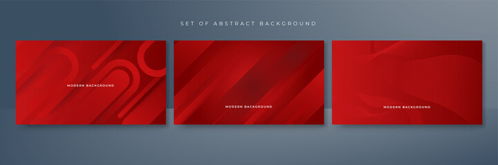 Set of red abstract background for business presentation template design