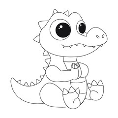 cute little alligator cartoon illustration isolated on a white background