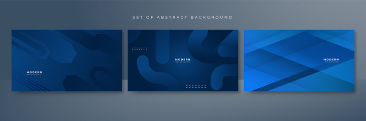 Set of blue abstract background for business presentation template design