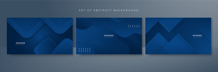 Set of blue abstract background for business presentation template design