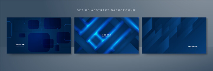 Set of blue abstract background for business presentation template design