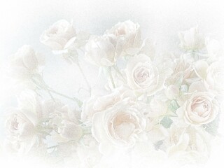 Obraz na płótnie Canvas Stippling art. White roses. Floral background in dotwork style.