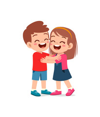Fototapeta premium little kid hug best friend and feel happy