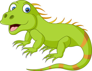 Cute iguana cartoon isolated on white background