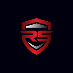 Modern letter RS shield logo illustration design