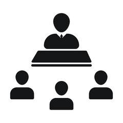 Team business meeting with teamwork and collaboration flat vector icon for apps and websites
