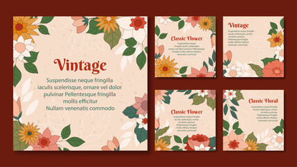 Beautiful romantic vintage square floral frame collections