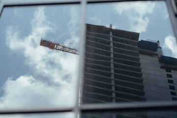 office building with clouds construction Brickell miami 