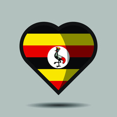 Uganda flag. Official national flag element on heart shape vector. Flag of world symbol and icon. Vector eps 10.