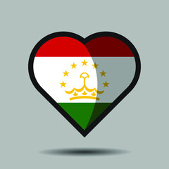 Fototapeta premium Tajikistan flag. Official national flag element on heart shape vector. Flag of world symbol and icon. Vector eps 10.