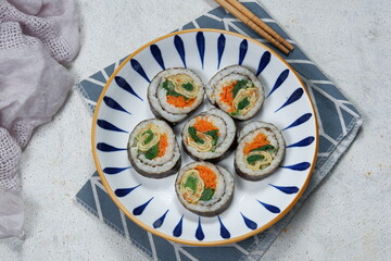 Fototapeta na wymiar kimbap or gimbap-korean rice roll.Korean style sushi 