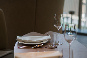 empty glass water on the table
