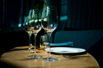 empty glass water on the table
