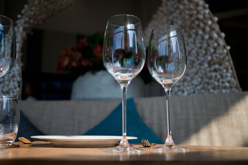 empty glass water on the table
