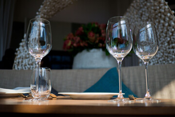 empty glass water on the table
